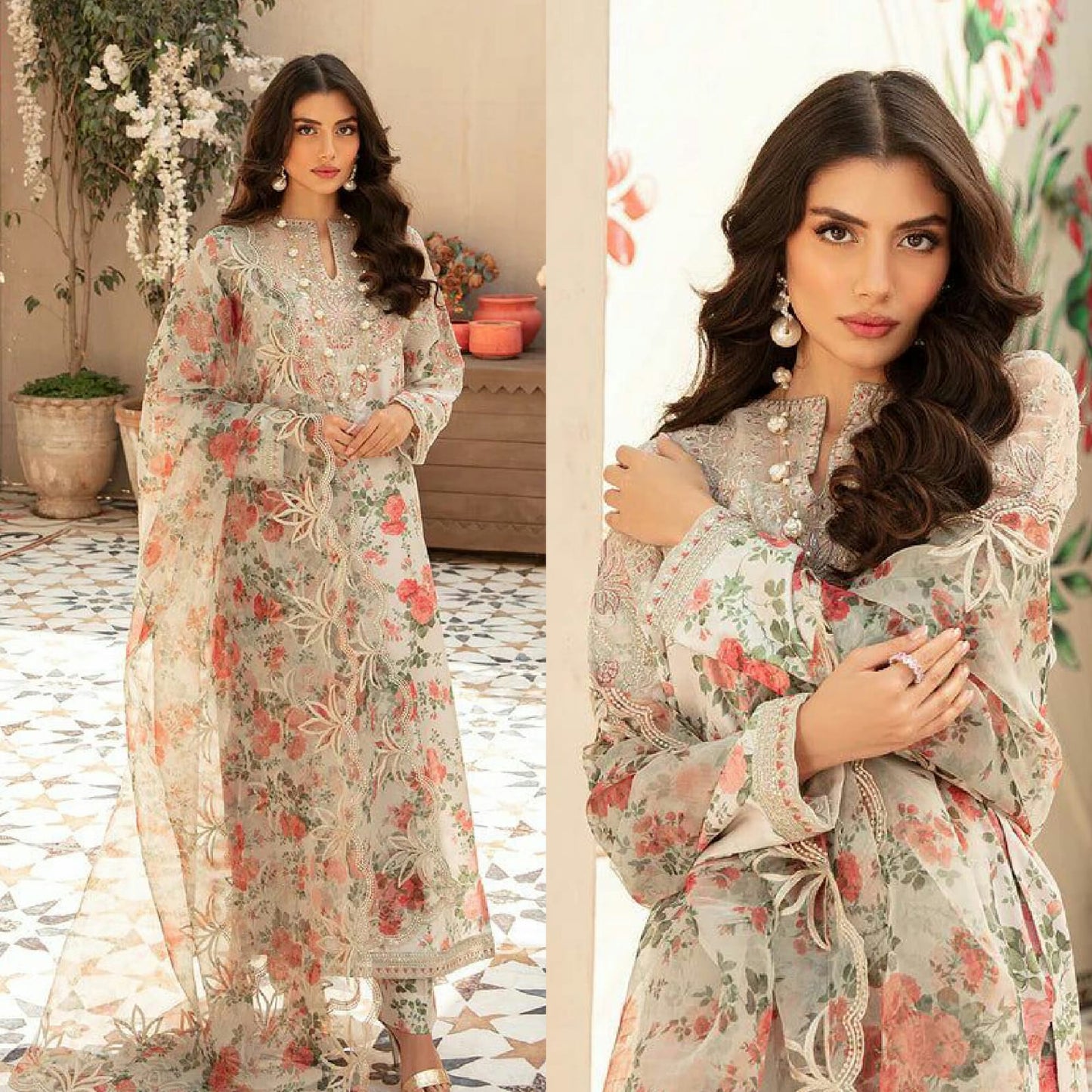 3 Piece - Unstitched Digital Printed & Embroidered Khaddar Fabric ZK-003