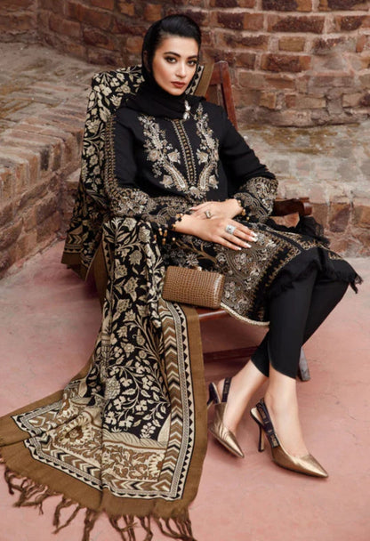 3 Piece - Unstitched Dhanak Thick Embroidered Suit With Digital Printed Wool Shawl ZS-023